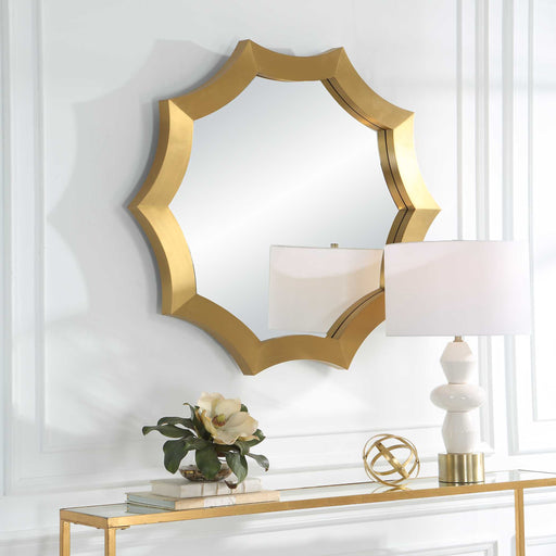 Uttermost 09906 Flare Brushed Brass Round Mirror