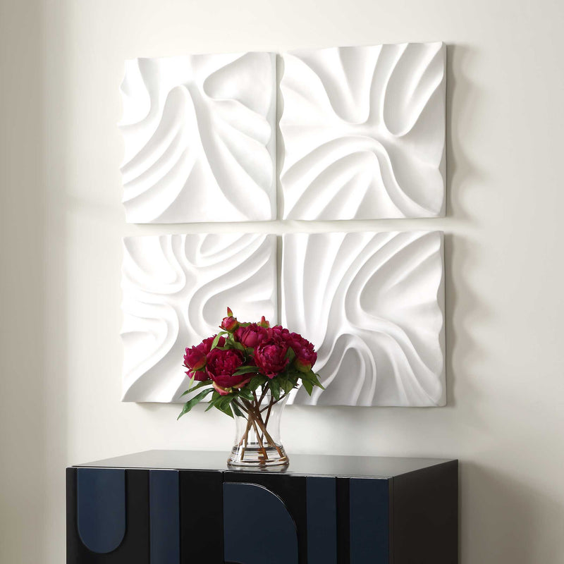 Uttermost 04368 Snowdrift Sculpted White Wall Decor Set/4