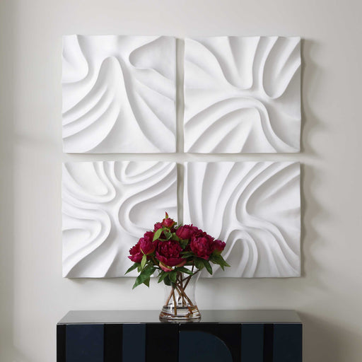 Uttermost 04368 Snowdrift Sculpted White Wall Decor Set/4