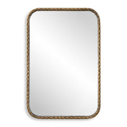 Uttermost A Little Knotty 09996 aged bronze modern rectangle bathroom vanity mirror with hammered iron frame and knotted detailing, 20 in. W x 30 in. H