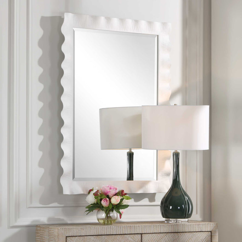 Uttermost 09981 Haya White Scalloped Mirror