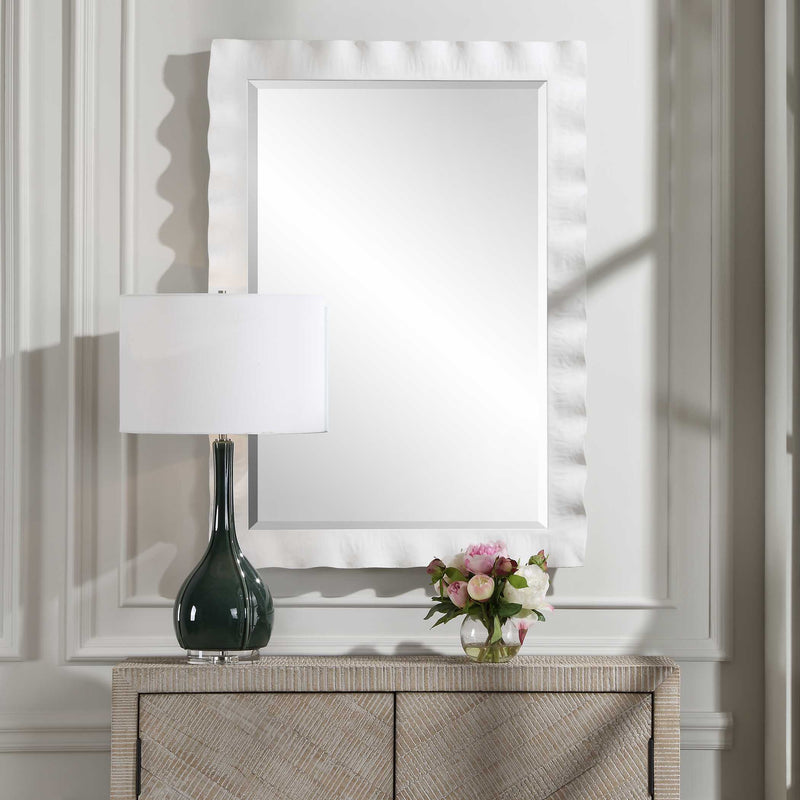Uttermost 09981 Haya White Scalloped Mirror