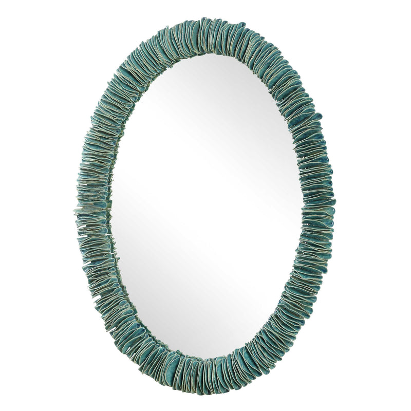 Uttermost 08183 Bonaire Teal Blue Oval Mirror