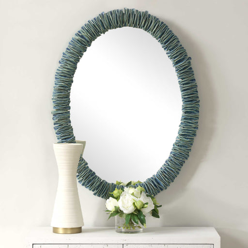 Uttermost 08183 Bonaire Teal Blue Oval Mirror