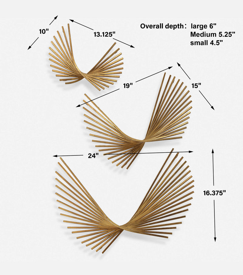 Uttermost 04375 Coreograph Antique Gold Wall Decor Set/3