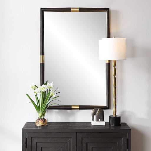Uttermost 08217 Larkin Dark Wood & Brass Mirror