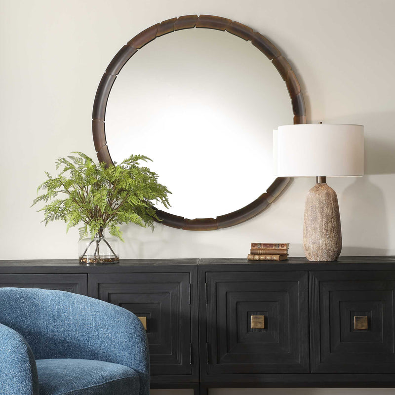 Uttermost 08259 Auger Amber Glass Round Mirror