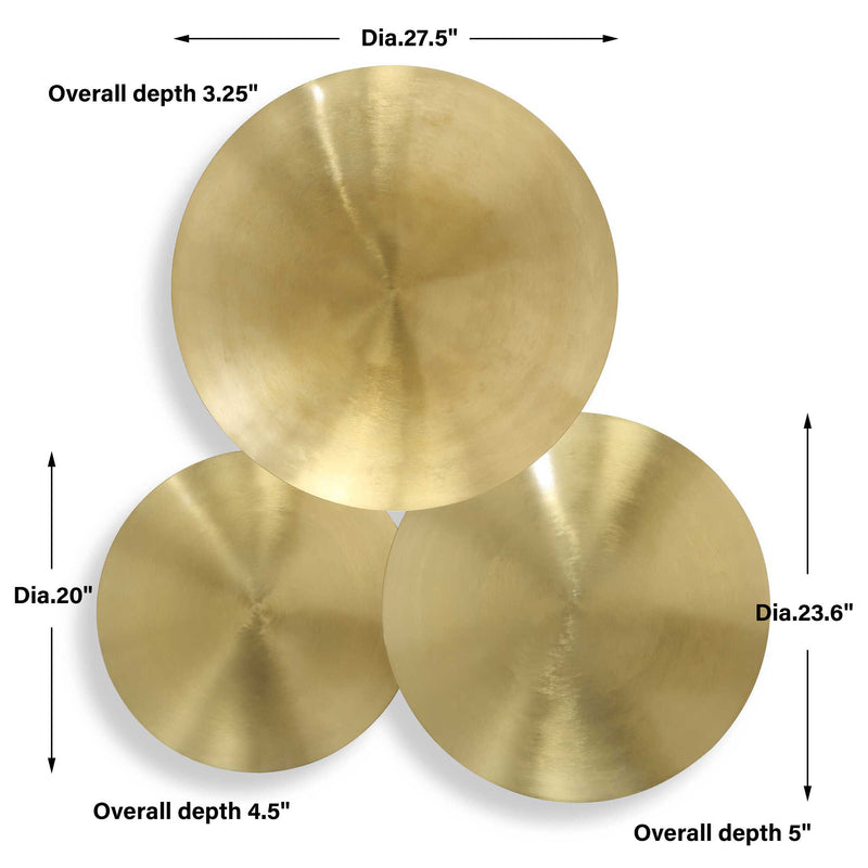 Uttermost 04388 Cymbalic Round Brass Wall Art Set/3