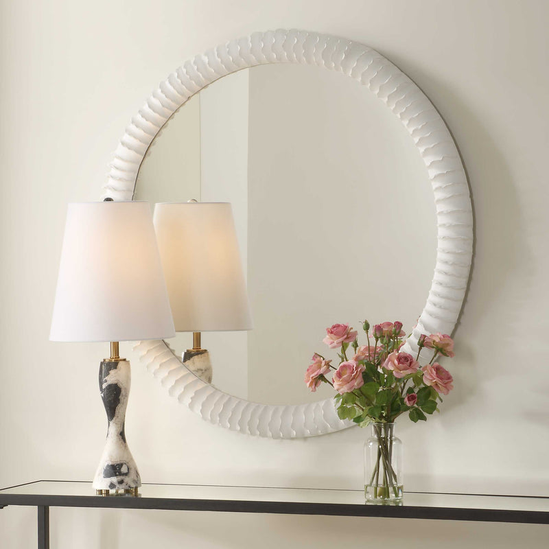 Uttermost 08267 Akiko White Round Mirror