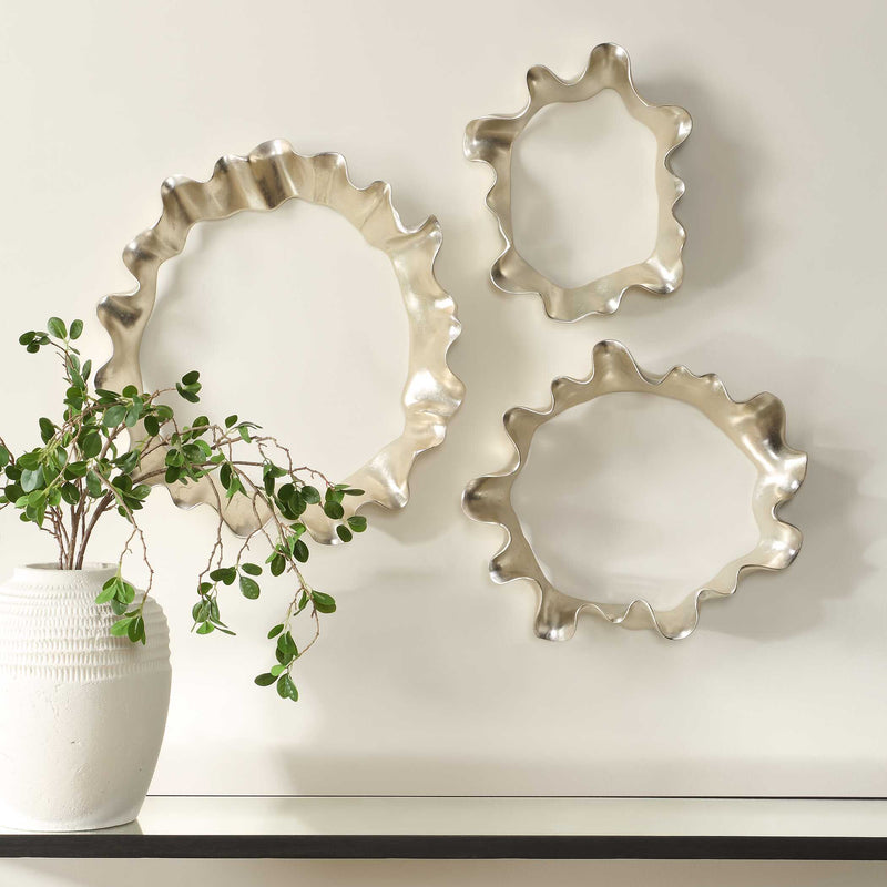 Uttermost 04386 Ripple Effect Silver Wall Art Set/3