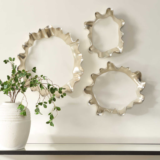 Uttermost 04386 Ripple Effect Silver Wall Art Set/3