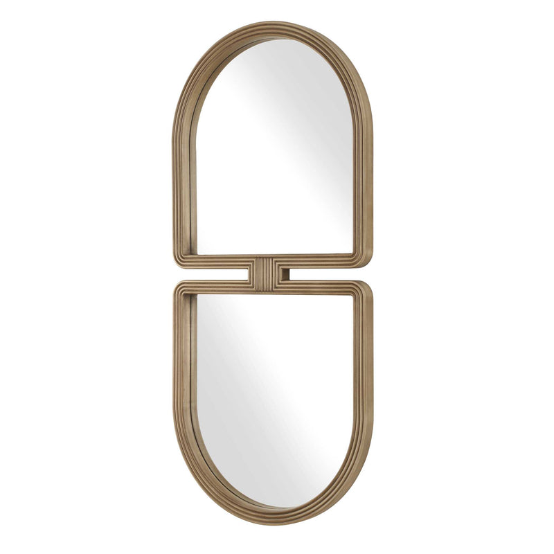 Uttermost Jacques 08282 light natural wood modern art deco mirror with grooved wood frame, 22 in. W x 48 in. H