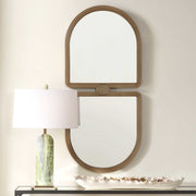 Uttermost Jacques 08282 light natural wood modern art deco mirror with grooved wood frame, 22 in. W x 48 in. H
