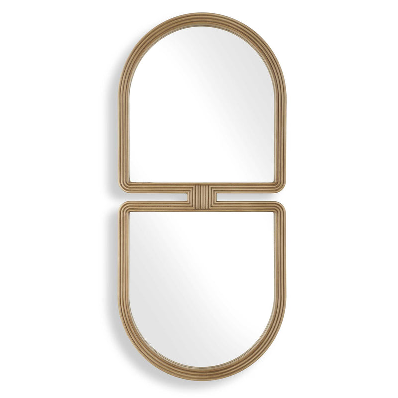 Uttermost Jacques 08282 light natural wood modern art deco mirror with grooved wood frame, 22 in. W x 48 in. H