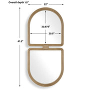 Uttermost Jacques 08282 light natural wood modern art deco mirror with grooved wood frame, 22 in. W x 48 in. H