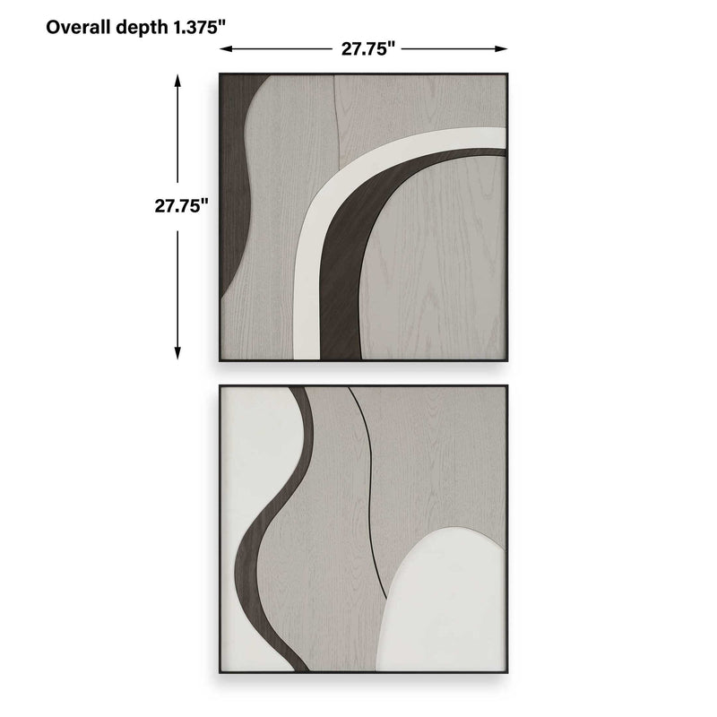 Uttermost 04387 Joel Modern Wood Wall Art Set/2