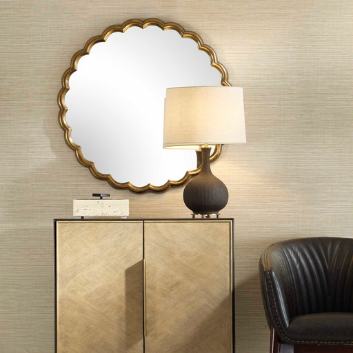 Uttermost 08277 Cerrito Antique Brass Round Mirror
