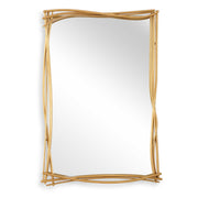 Uttermost Curved Branches 08278 lightly antiqued gold leaf modern rectangle bathroom vanity mirror with layered hand forged iron frame, 27 in. W x 39 in. H