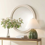 Uttermost Florian 08262 high gloss warm white modern round mirror with rounded iron profile, 39 in. W x 39 in. H