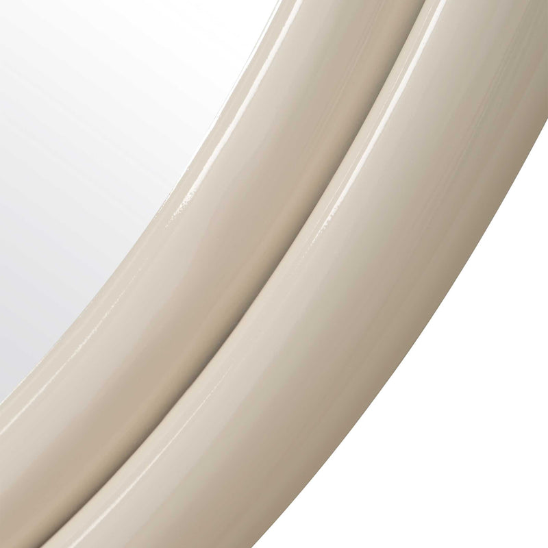 Uttermost Florian 08262 high gloss warm white modern round mirror with rounded iron profile, 39 in. W x 39 in. H