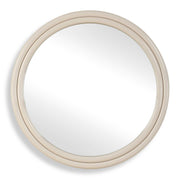 Uttermost Florian 08262 high gloss warm white modern round mirror with rounded iron profile, 39 in. W x 39 in. H