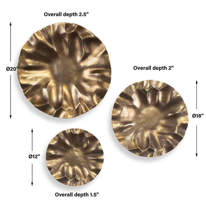 Uttermost 04391 Peonia Outdoor Gold Wall Art Set/3