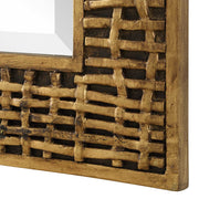 Uttermost Woven In Time 08288 heavily antiqued gold leaf modern rectangle mirror with woven motif, 30 in. W x 40 in. H