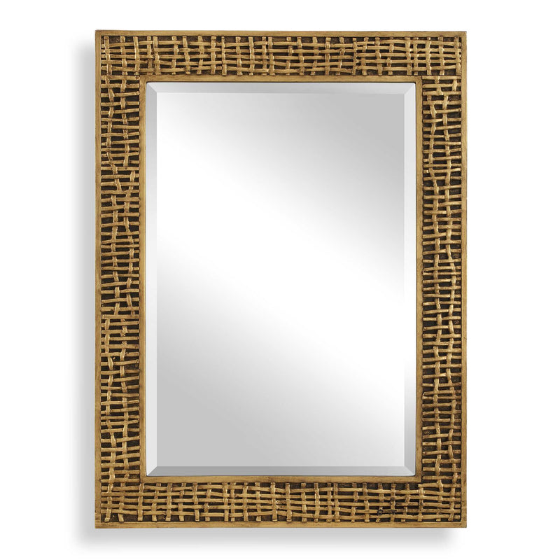 Uttermost Woven In Time 08288 heavily antiqued gold leaf modern rectangle mirror with woven motif, 30 in. W x 40 in. H