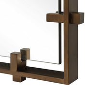 Uttermost Hann 08289 dark bronze tall rectangle mirror with floating polished edge mirror, 27 in. W x 75 in. H