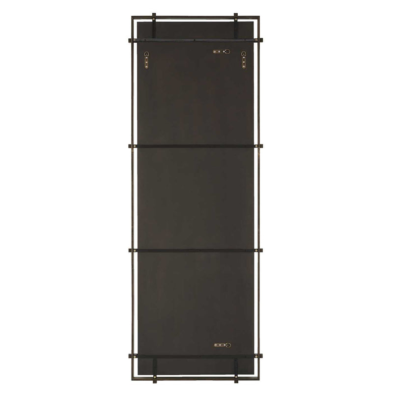 Uttermost Hann 08289 dark bronze tall rectangle mirror with floating polished edge mirror, 27 in. W x 75 in. H