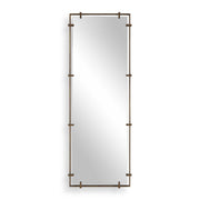 Uttermost Hann 08289 dark bronze tall rectangle mirror with floating polished edge mirror, 27 in. W x 75 in. H