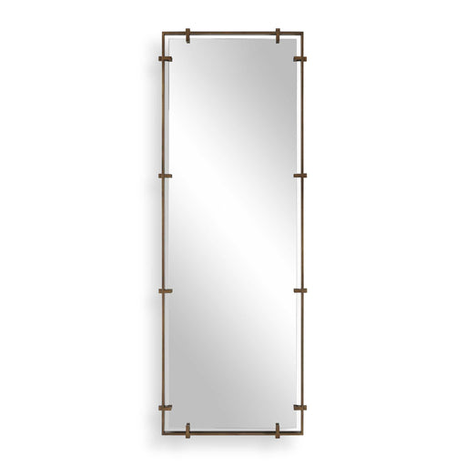 Uttermost Hann 08289 dark bronze tall rectangle mirror with floating polished edge mirror, 27 in. W x 75 in. H