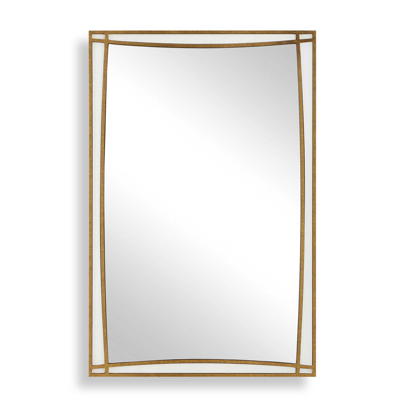Uttermost Florence 08316 warm antique gold modern rectangle mirror with white glass inlays, 30 in. W x 45 in. H