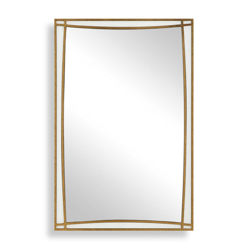 Uttermost Florence 08316 warm antique gold modern rectangle mirror with white glass inlays, 30 in. W x 45 in. H
