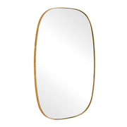 Uttermost Nidia 08308 distressed antique gold modern bathroom vanity mirror with slender scalloped iron frame, 29 in. W x 41 in. H
