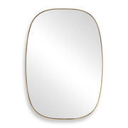 Uttermost Nidia 08308 distressed antique gold modern bathroom vanity mirror with slender scalloped iron frame, 29 in. W x 41 in. H