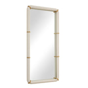 Uttermost Cyprus 08332 white faux shagreen and brass modern rectangle mirror with brass plated steel bands, 22 in. W x 44 in. H
