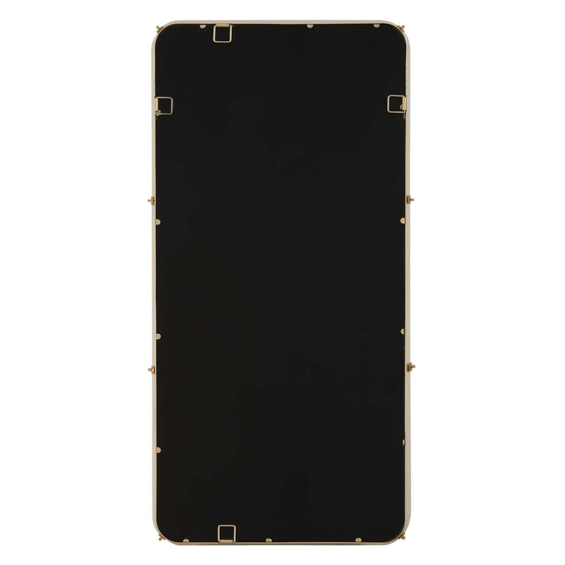 Uttermost Cyprus 08332 white faux shagreen and brass modern rectangle mirror with brass plated steel bands, 22 in. W x 44 in. H