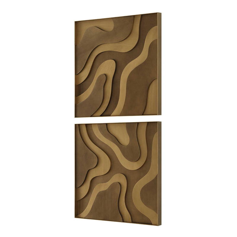Uttermost 3502 Golden Terrain Wooden Wall Decor Set/2