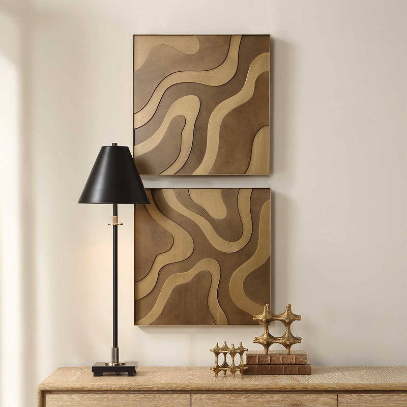 Uttermost 3502 Golden Terrain Wooden Wall Decor Set/2