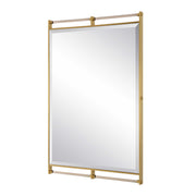 Uttermost Ripoll 08318 antique brass modern rectangle mirror with amber acrylic bars, 31 in. W x 46 in. H