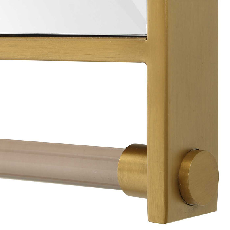 Uttermost Ripoll 08318 antique brass modern rectangle mirror with amber acrylic bars, 31 in. W x 46 in. H