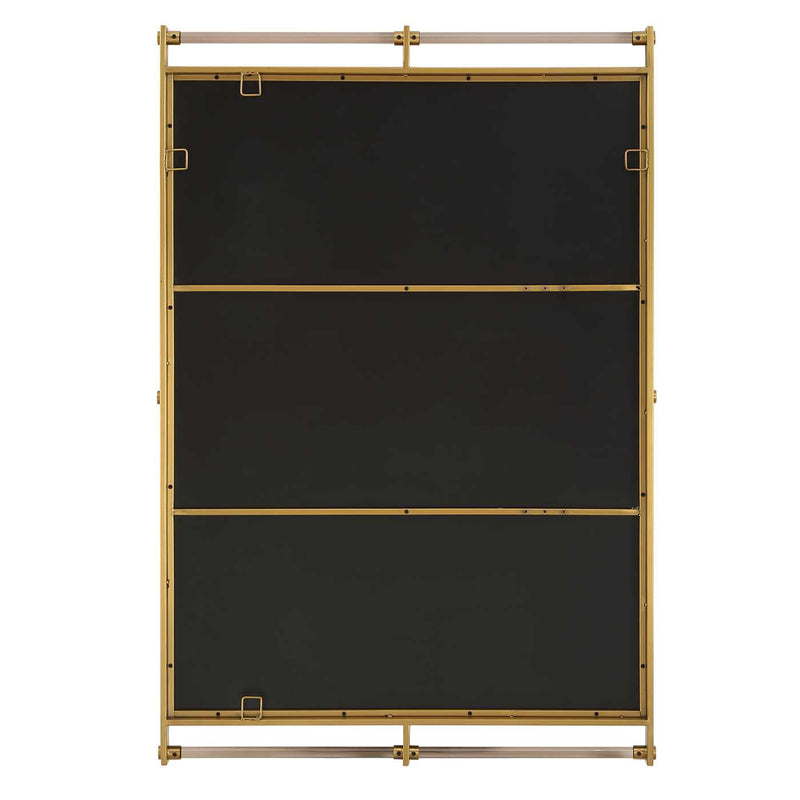 Uttermost Ripoll 08318 antique brass modern rectangle mirror with amber acrylic bars, 31 in. W x 46 in. H
