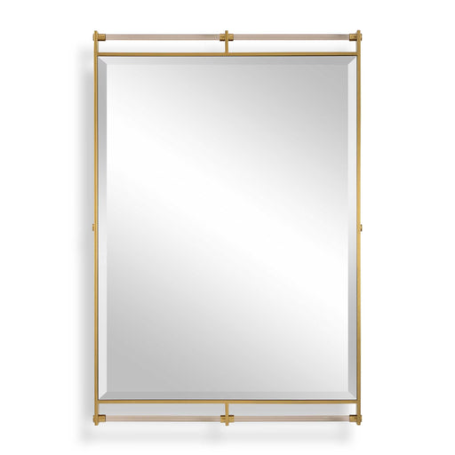 Uttermost Ripoll 08318 antique brass modern rectangle mirror with amber acrylic bars, 31 in. W x 46 in. H