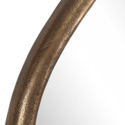 Uttermost Ambrose 08363 antique brass modern indoor-outdoor round mirror with abstract cast aluminum frame, 39 in. W x 39 in. H