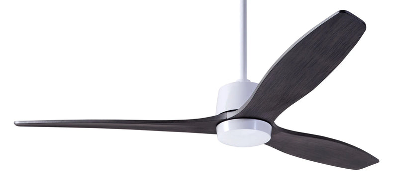 Modern Fan Company Arbor DC 54-inch gloss white ceiling fan with ebony wood blades and remote control