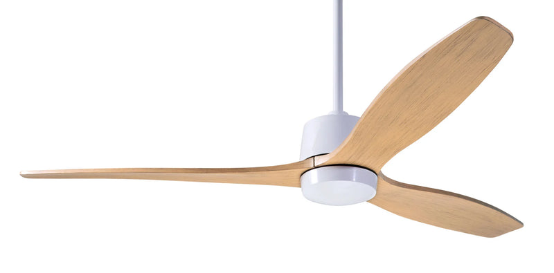 Modern Fan Company Arbor DC 54-inch gloss white ceiling fan with maple wood blades and remote control