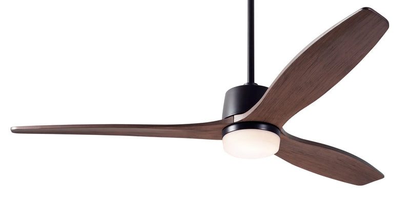 Modern Fan Company Arbor DC 54-inch dark bronze LED ceiling fan with mahogany wood blades and remote control