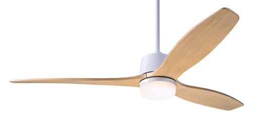 Modern Fan Company Arbor DC 54-inch gloss white LED ceiling fan with maple wood blades and remote control