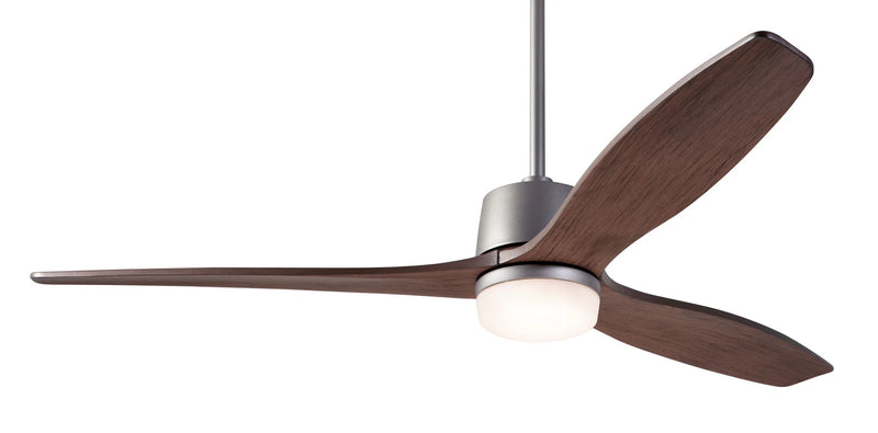 Modern Fan Company Arbor DC 54-inch graphite LED ceiling fan with mahogany wood blades and remote control